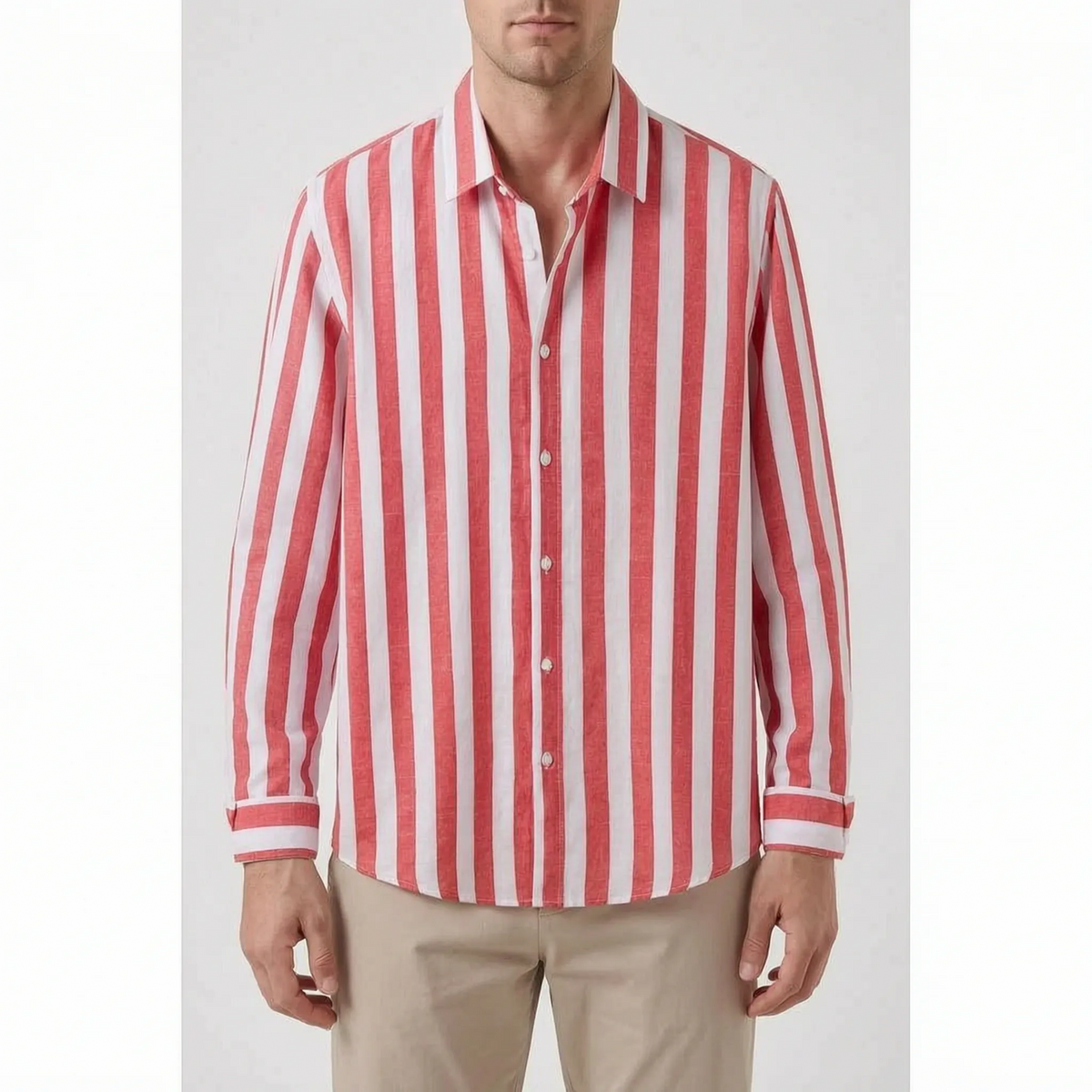 LineCraft - Classic Men's Striped Long Sleeve Shirt Everyday Styling