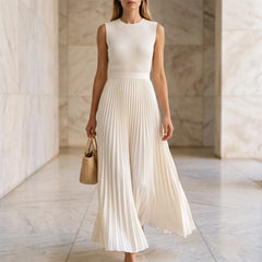 LuminaGown - Elegant Sleeveless Pleated Maxi Dress Evening Events