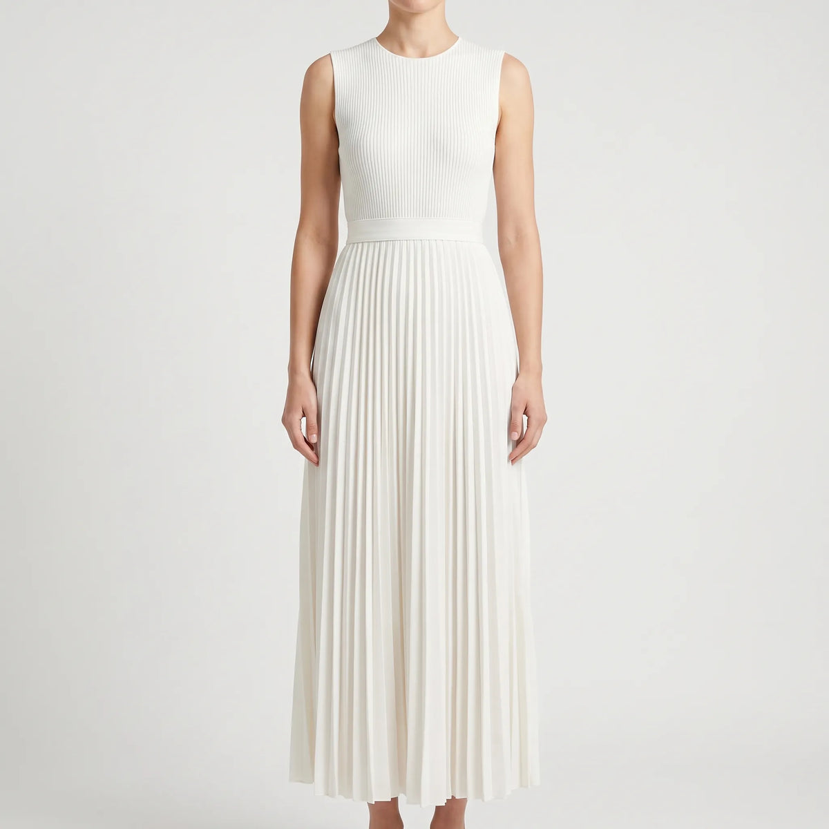 LuminaGown - Elegant Sleeveless Pleated Maxi Dress Evening Events