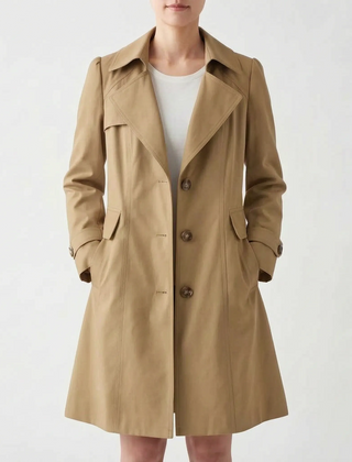 Trenchly - Single Breasted Mid Length Female Trench Coat Everyday Commutes