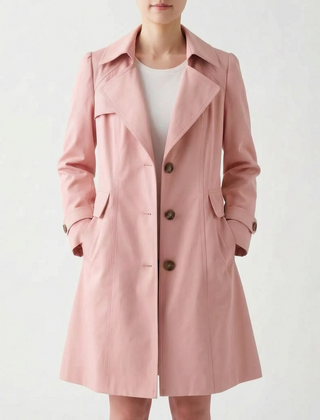 Trenchly - Single Breasted Mid Length Female Trench Coat Everyday Commutes