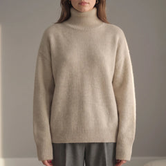 Vellura - Oversized Ribbed Knit Turtleneck Sweater Everyday Casual Wear
