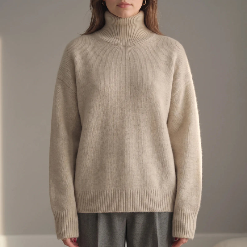 Vellura - Oversized Ribbed Knit Turtleneck Sweater Everyday Casual Wear