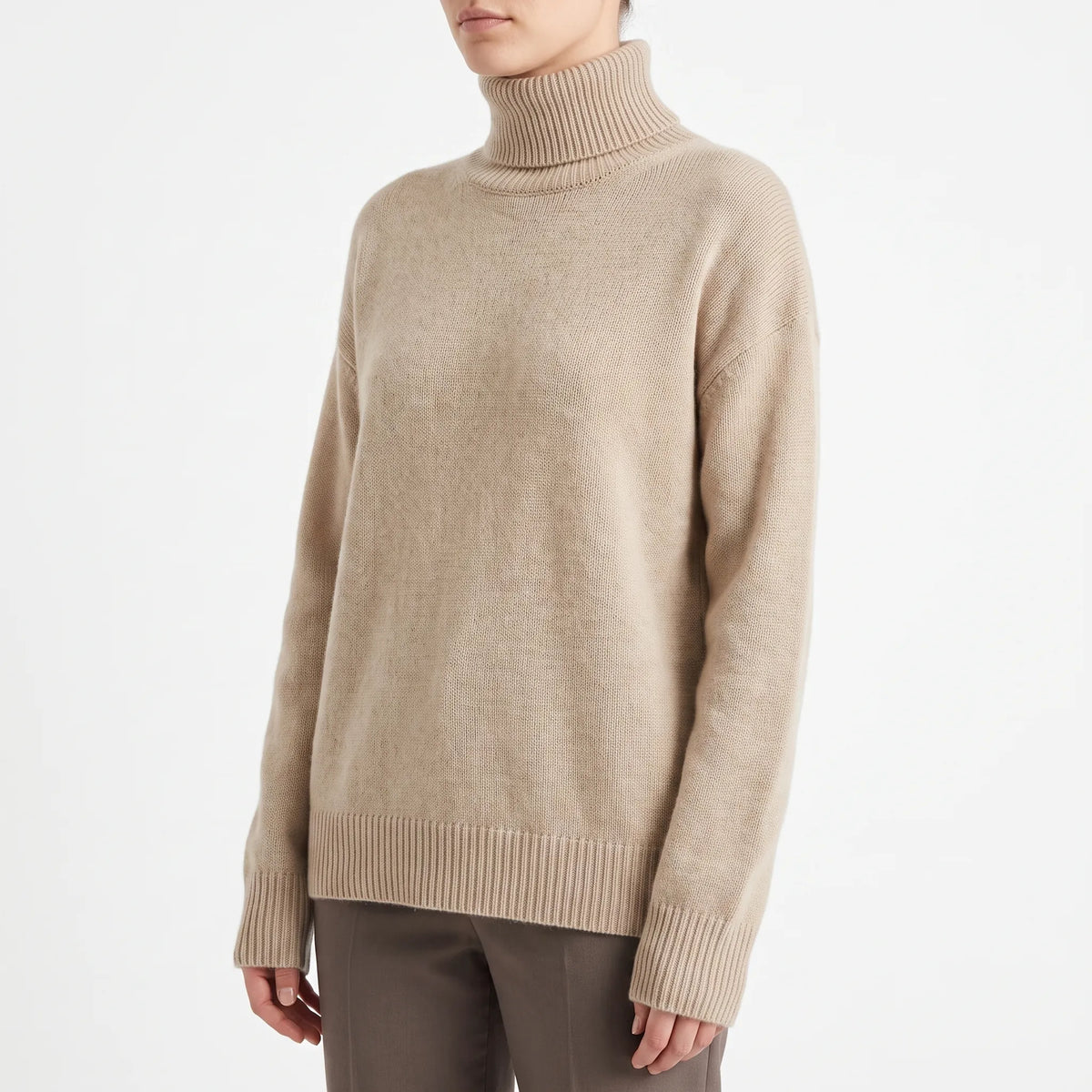 Vellura - Oversized Ribbed Knit Turtleneck Sweater Everyday Casual Wear