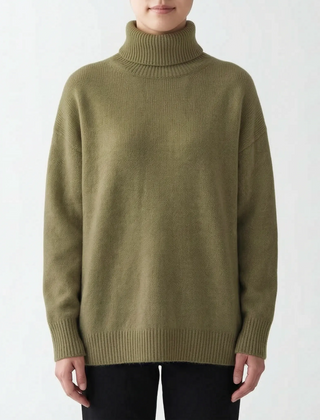 Vellura - Oversized Ribbed Knit Turtleneck Sweater Everyday Casual Wear