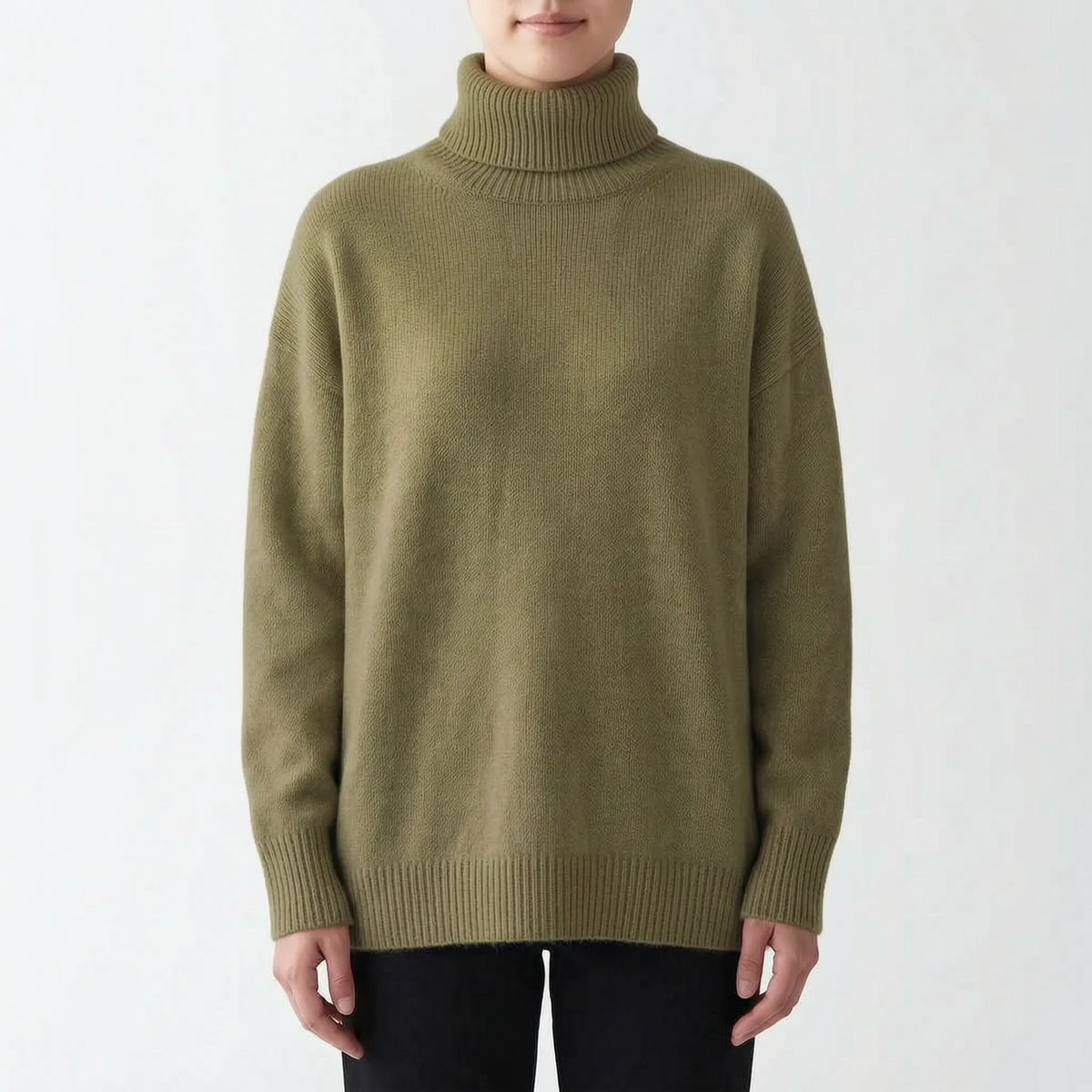 Vellura - Oversized Ribbed Knit Turtleneck Sweater Everyday Casual Wear