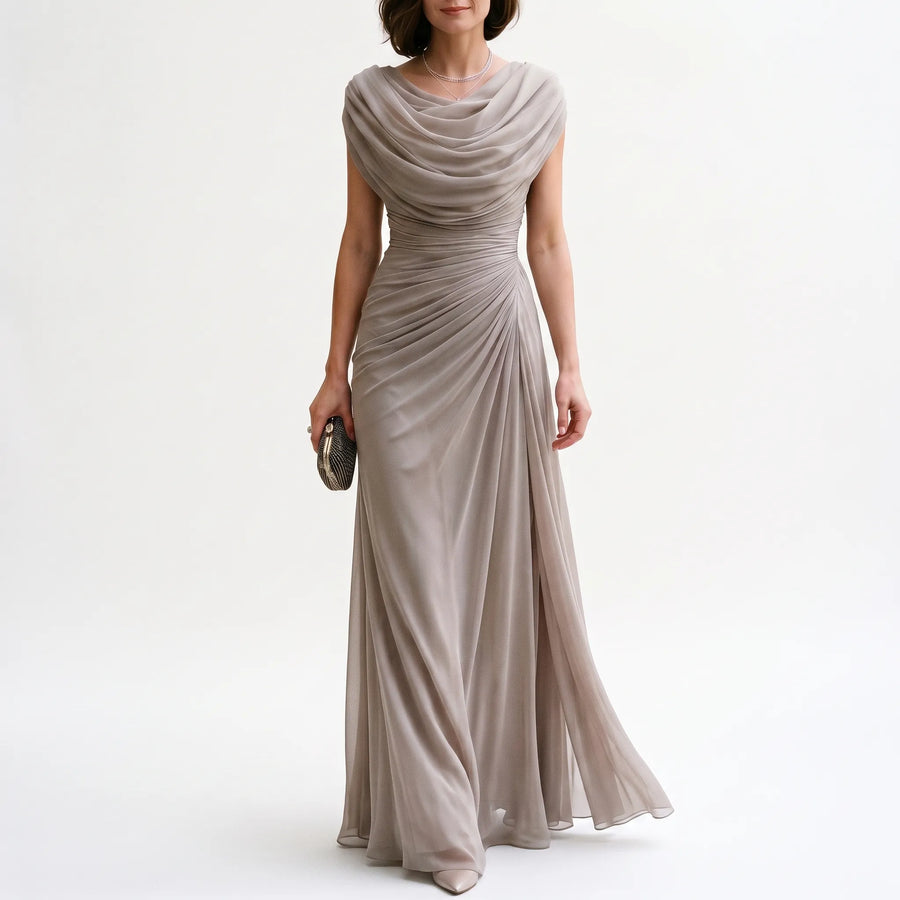 Veraluna - Draped Cowl Neck Maxi Dress Formal Evening Events