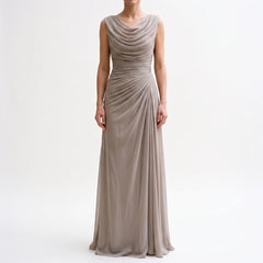 Veraluna - Draped Cowl Neck Maxi Dress Formal Evening Events