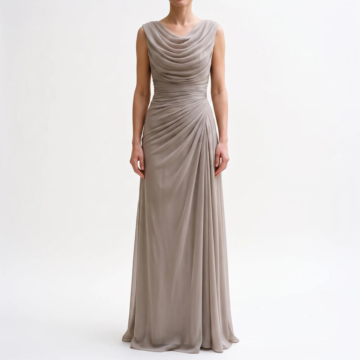 Veraluna - Draped Cowl Neck Maxi Dress Formal Evening Events