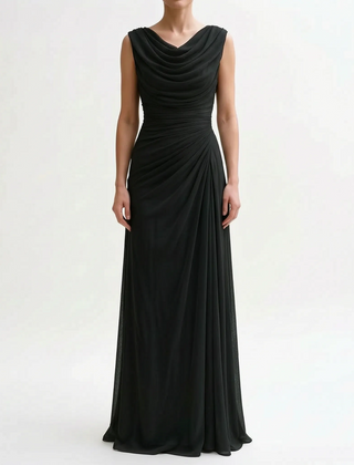 Veraluna - Draped Cowl Neck Maxi Dress Formal Evening Events