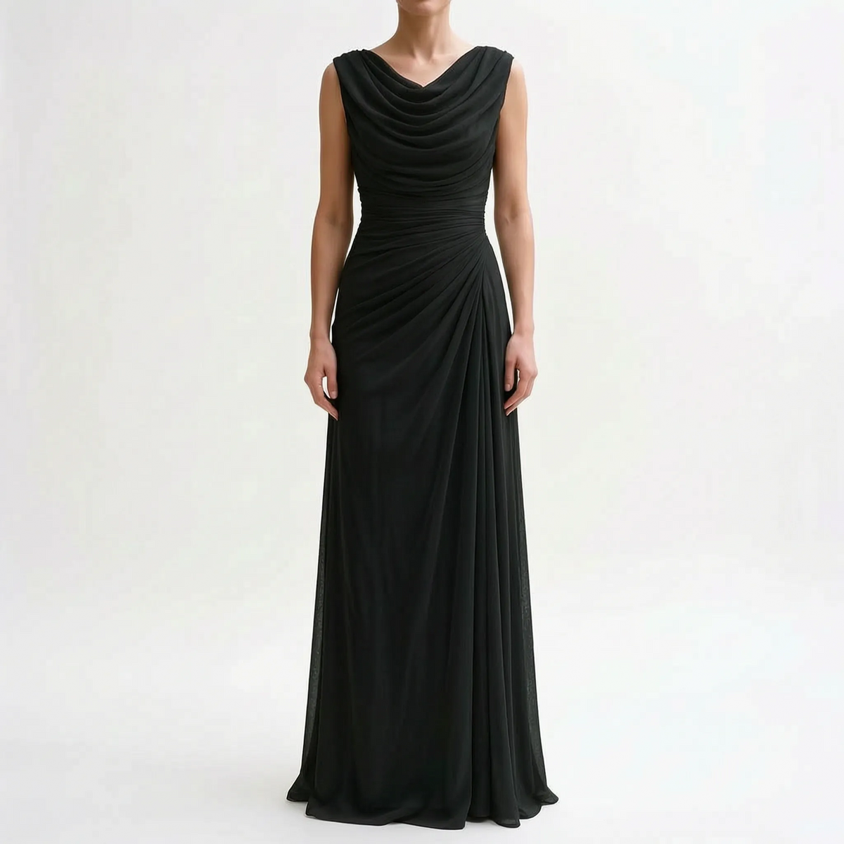 Veraluna - Draped Cowl Neck Maxi Dress Formal Evening Events
