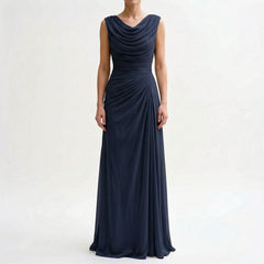 Veraluna - Draped Cowl Neck Maxi Dress Formal Evening Events