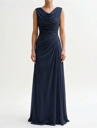 Veraluna - Draped Cowl Neck Maxi Dress Formal Evening Events