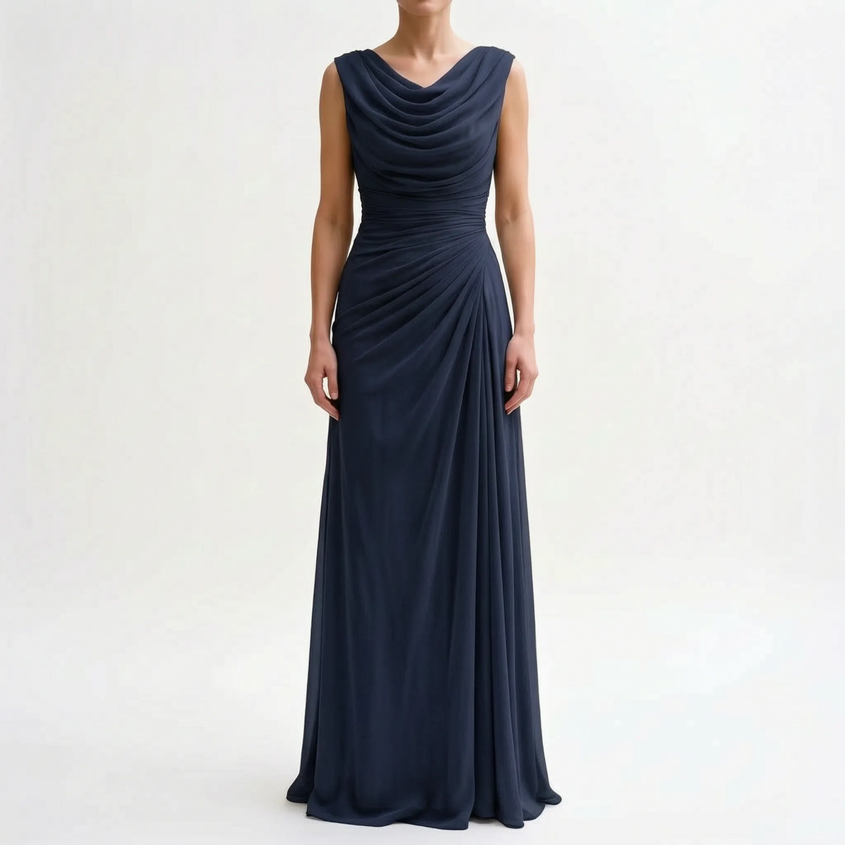 Veraluna - Draped Cowl Neck Maxi Dress Formal Evening Events
