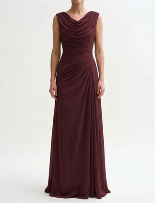 Veraluna - Draped Cowl Neck Maxi Dress Formal Evening Events