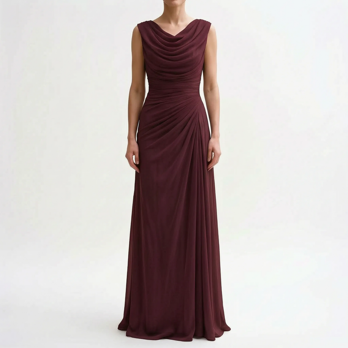 Veraluna - Draped Cowl Neck Maxi Dress Formal Evening Events