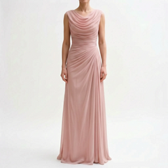 Veraluna - Draped Cowl Neck Maxi Dress Formal Evening Events