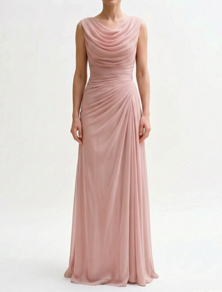 Veraluna - Draped Cowl Neck Maxi Dress Formal Evening Events