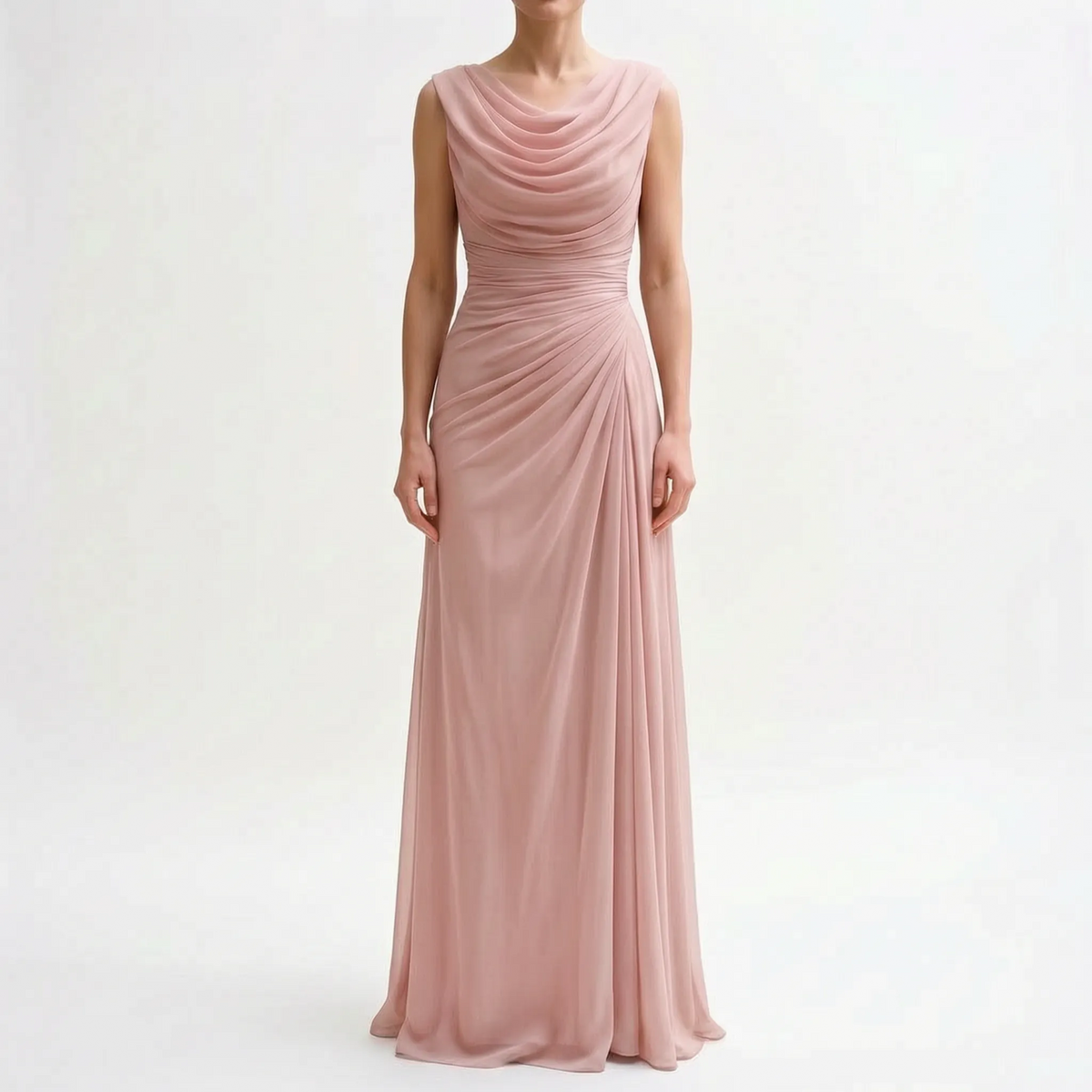 Veraluna - Draped Cowl Neck Maxi Dress Formal Evening Events