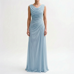 Veraluna - Draped Cowl Neck Maxi Dress Formal Evening Events