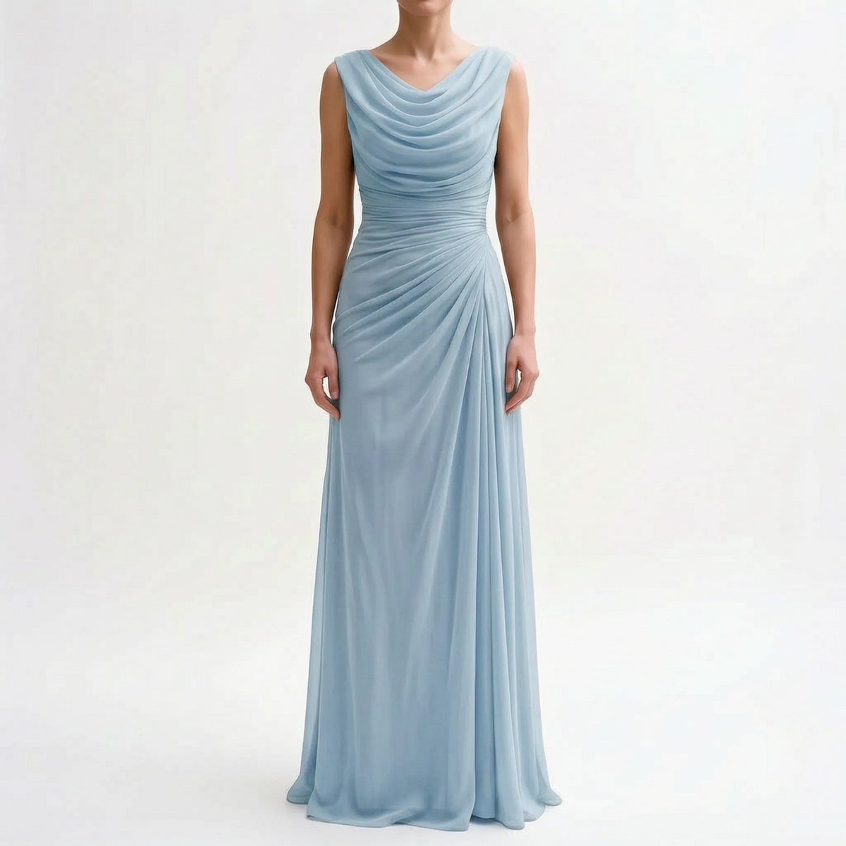 Veraluna - Draped Cowl Neck Maxi Dress Formal Evening Events