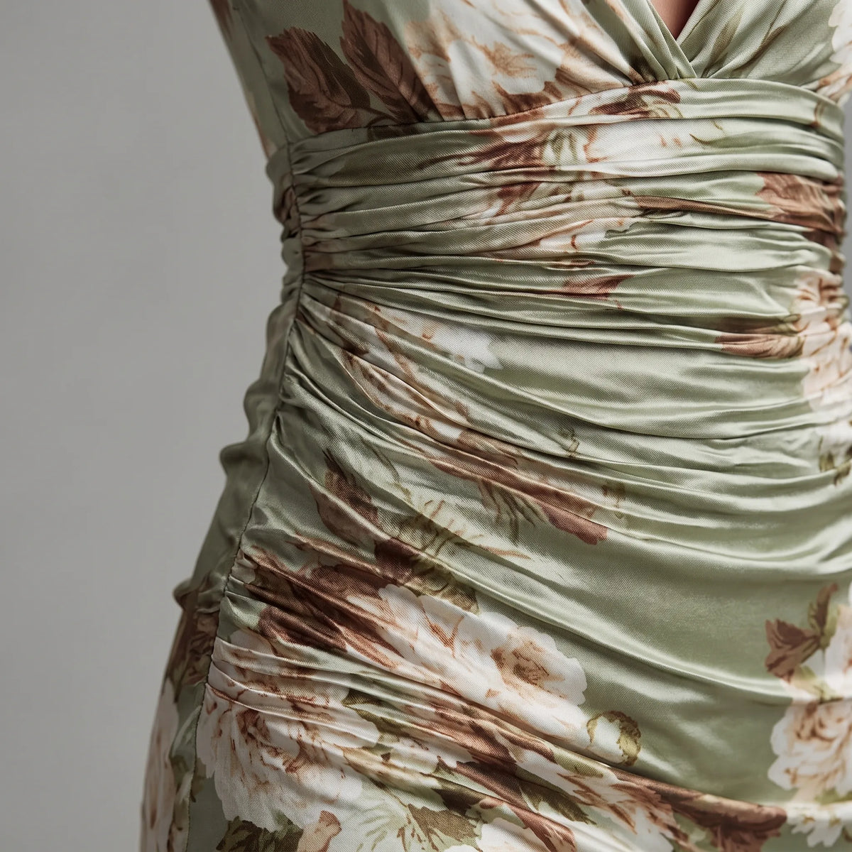 Vesperia - Floral Draped Evening Dress Evening Events
