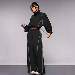 Aerolyn - Cropped Windbreaker Jacket Jogger Set Training