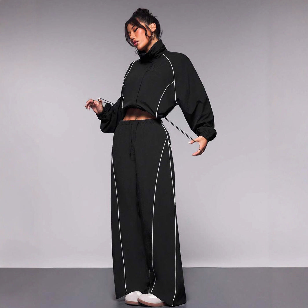 Aerolyn - Cropped Windbreaker Jacket Jogger Set Training