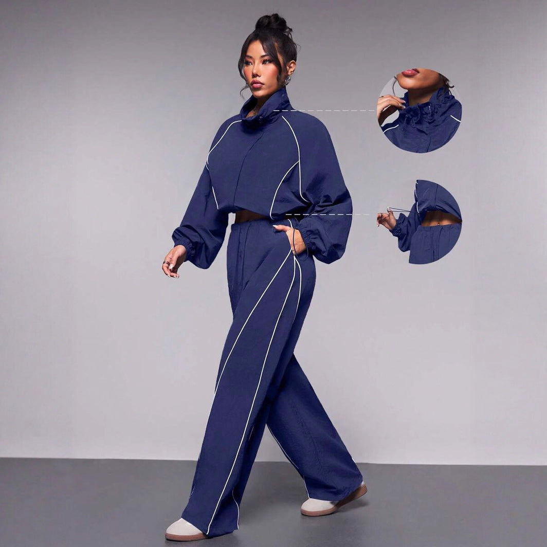 Aerolyn - Cropped Windbreaker Jacket Jogger Set Training — view 3 of 9