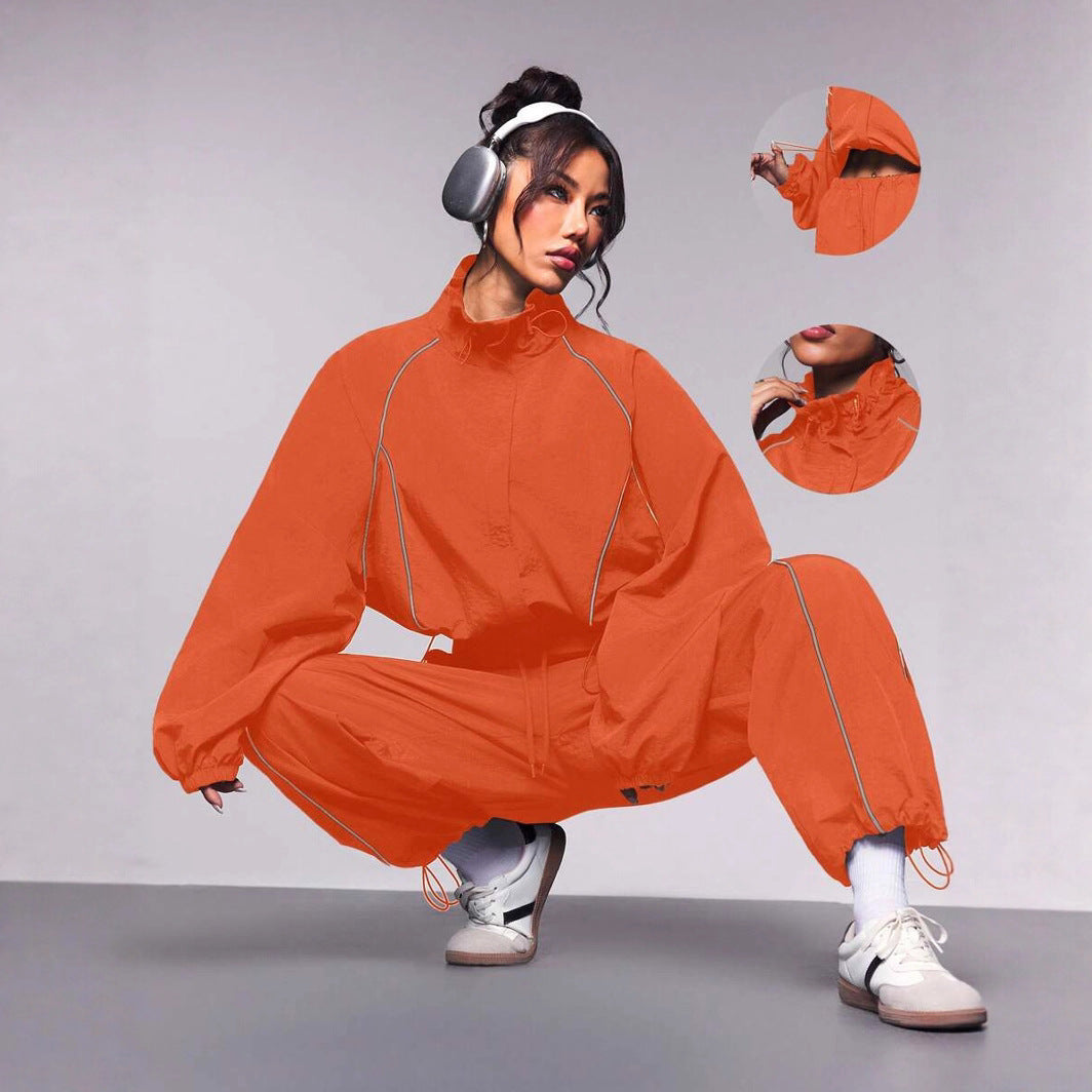 Aerolyn - Cropped Windbreaker Jacket Jogger Set Training — view 4 of 9