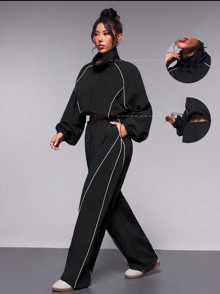 Aerolyn - Cropped Windbreaker Jacket Jogger Set Training — view 6 of 9