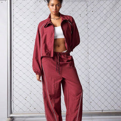 Aerolyn - Cropped Windbreaker Jacket Jogger Set Training — view 8 of 9