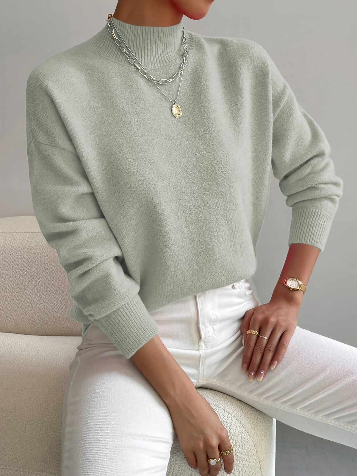 Amberlyn - Turtleneck Knit Sweater For Winter Wear
