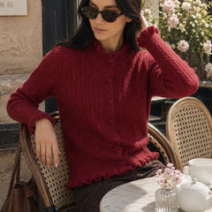 Auberose - Ruffled Button Knit Cardigan Autumn Winter Wear — view 2 of 5