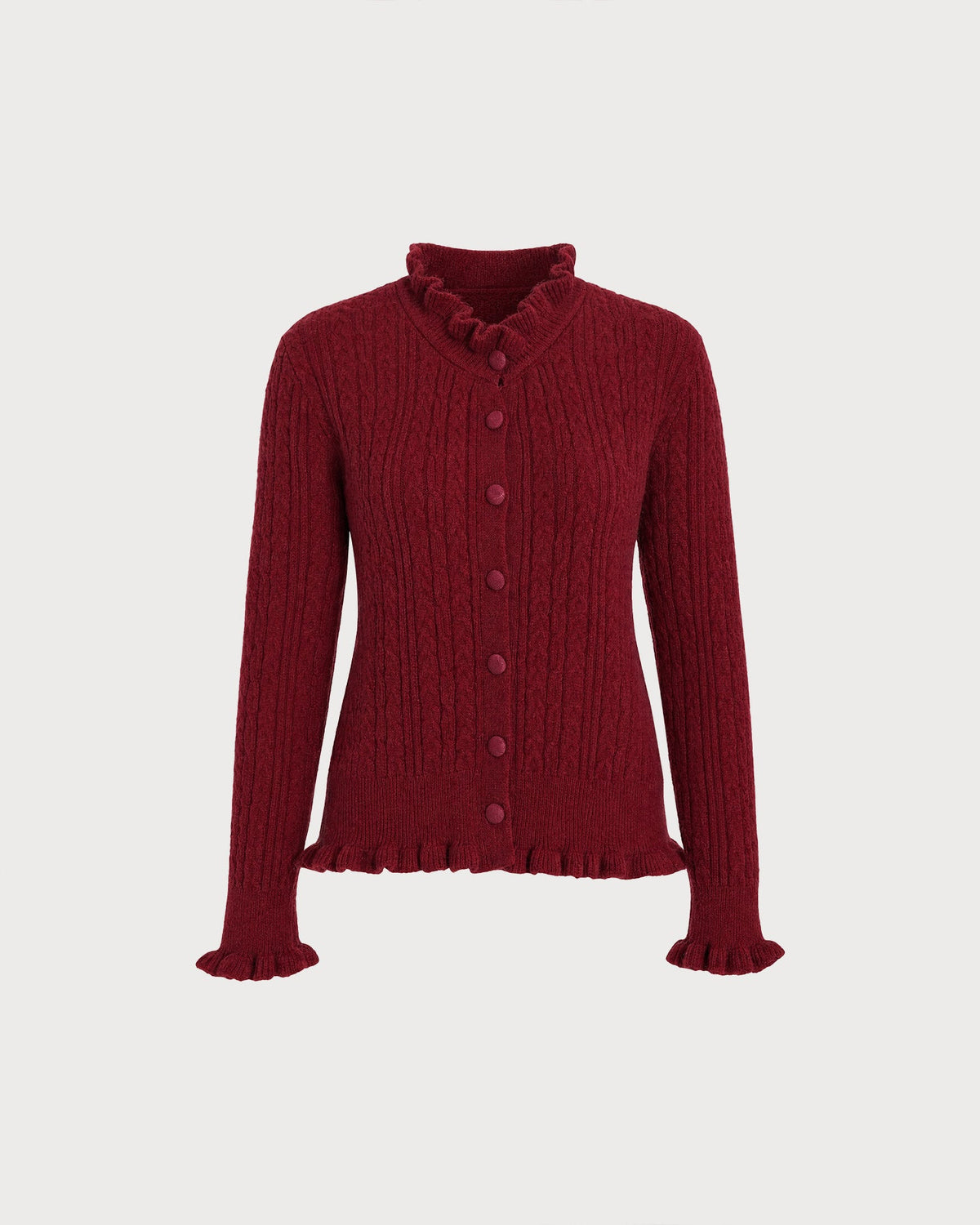Auberose - Ruffled Button Knit Cardigan Autumn Winter Wear — view 3 of 5