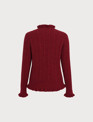 Auberose - Ruffled Button Knit Cardigan Autumn Winter Wear — view 4 of 5