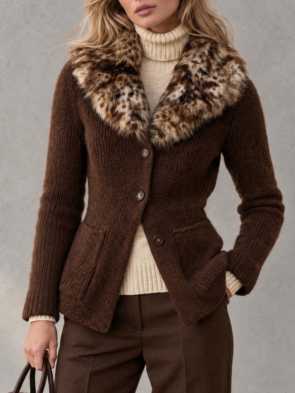 Auvelle - Chunky Knit Cardigan Jacket For Daily Layering