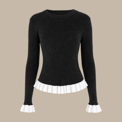 Averlyn - Contrast Trim Knit Sweater Cool Weather Wear — view 2 of 4