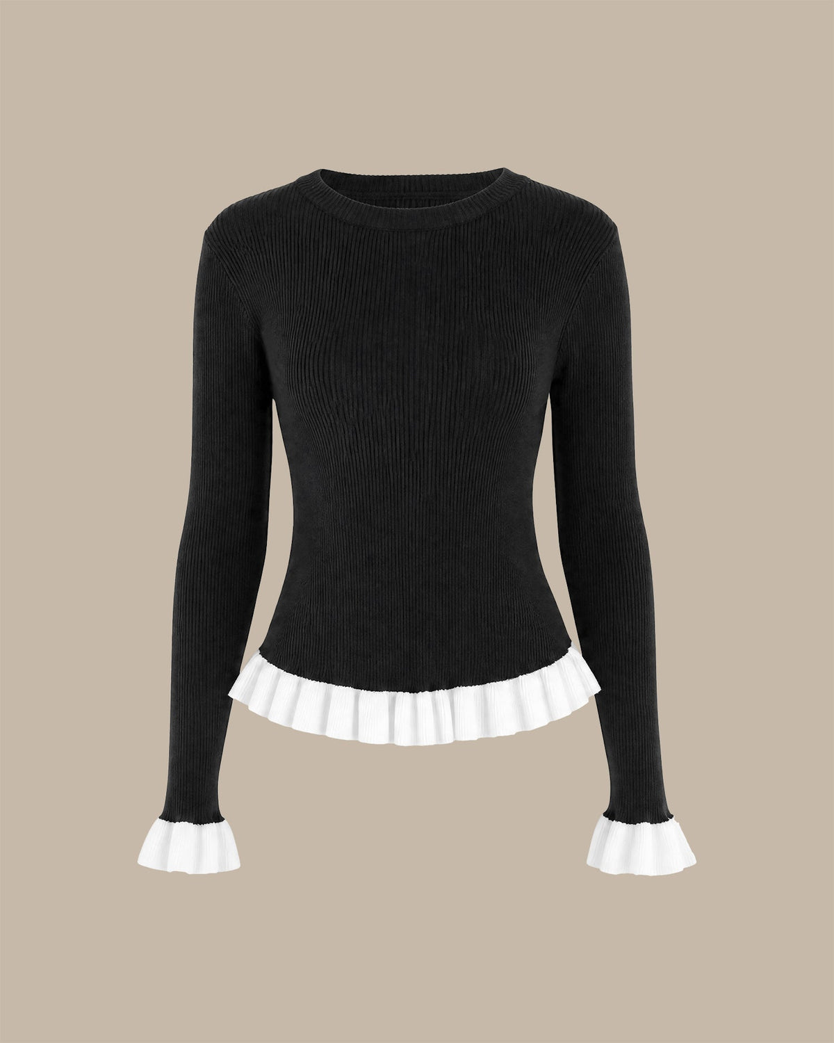 Averlyn - Contrast Trim Knit Sweater Cool Weather Wear — view 2 of 4