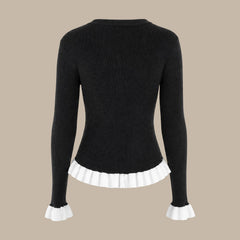 Averlyn - Contrast Trim Knit Sweater Cool Weather Wear — view 3 of 4