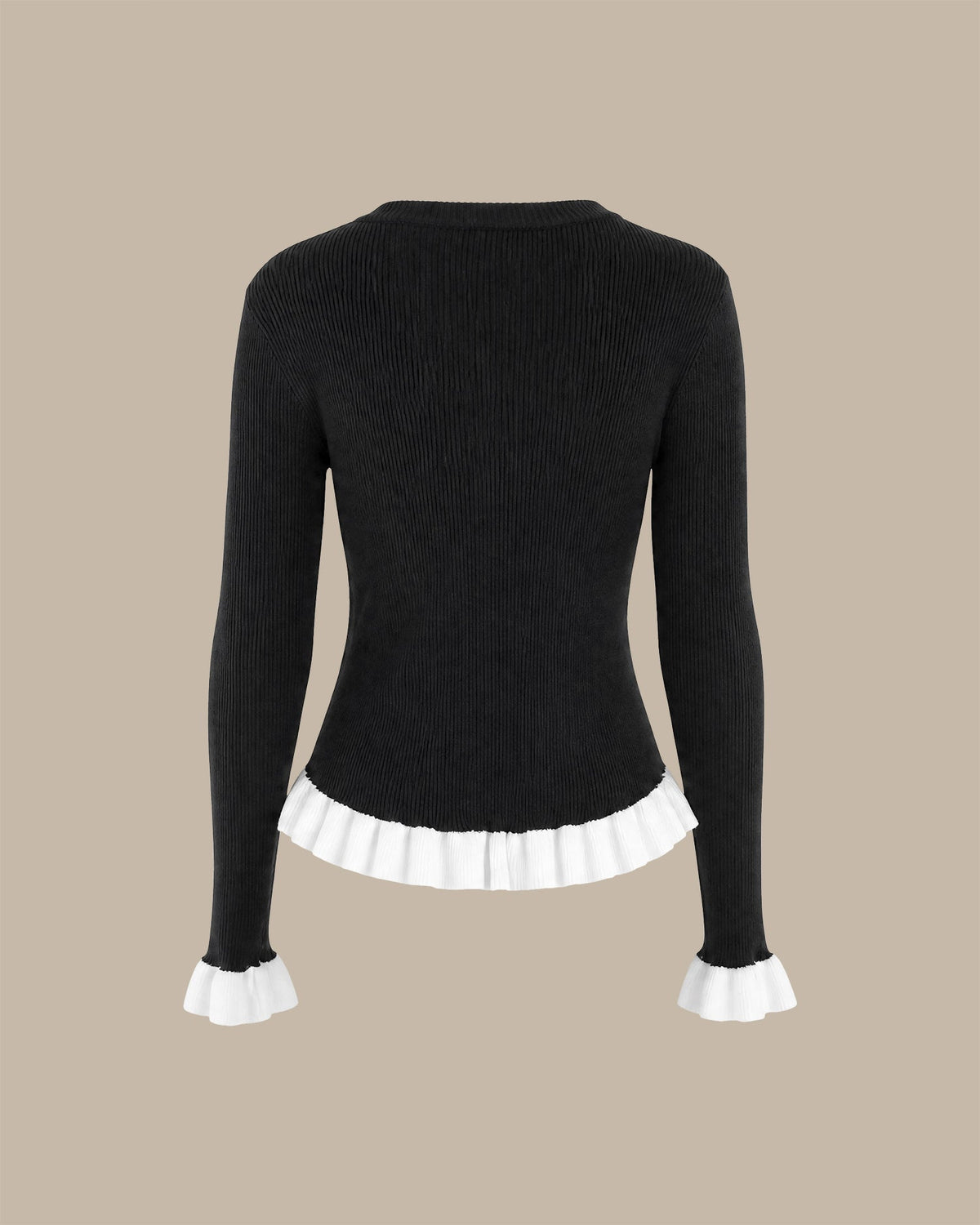 Averlyn - Contrast Trim Knit Sweater Cool Weather Wear — view 3 of 4