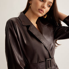 Belmira - Belted Leather Jacket For Autumn Layering — view 3 of 7