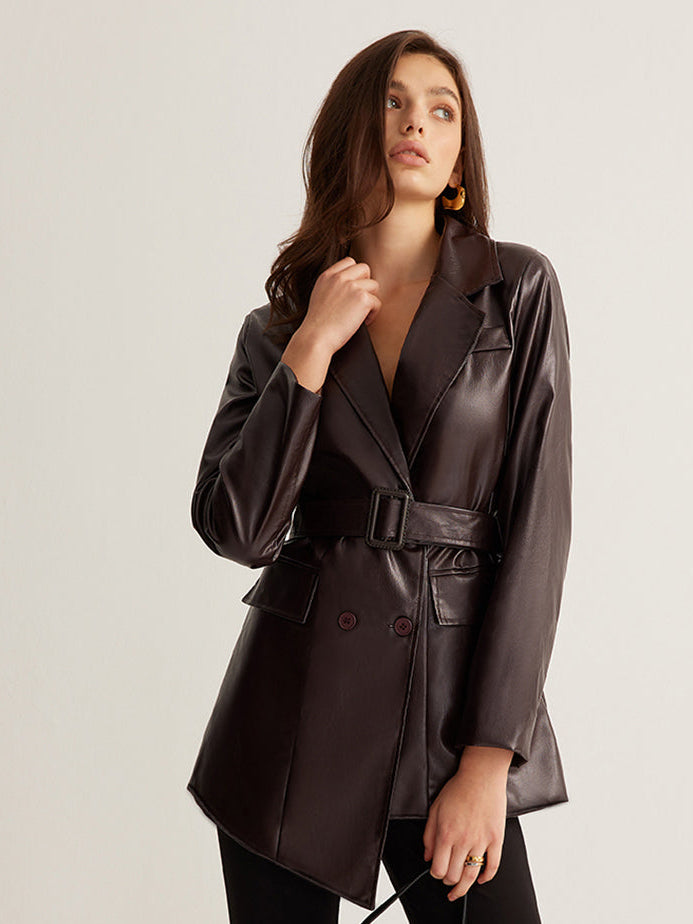 Belmira - Belted Leather Jacket For Autumn Layering — view 5 of 7