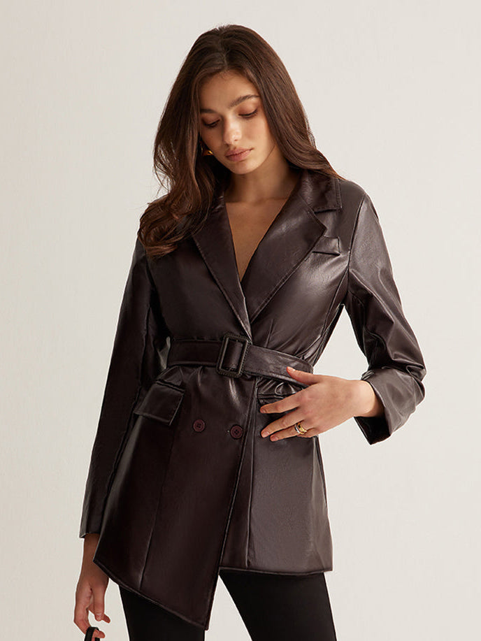 Belmira - Belted Leather Jacket For Autumn Layering — view 6 of 7