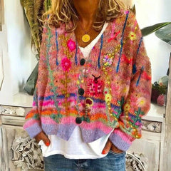 Blossara - Floral Crewneck Sweater For Casual Layering