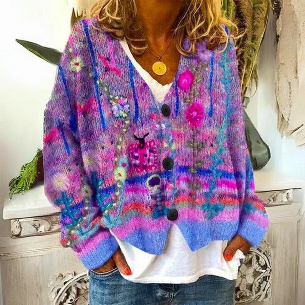Blossara - Floral Crewneck Sweater For Casual Layering — view 2 of 4
