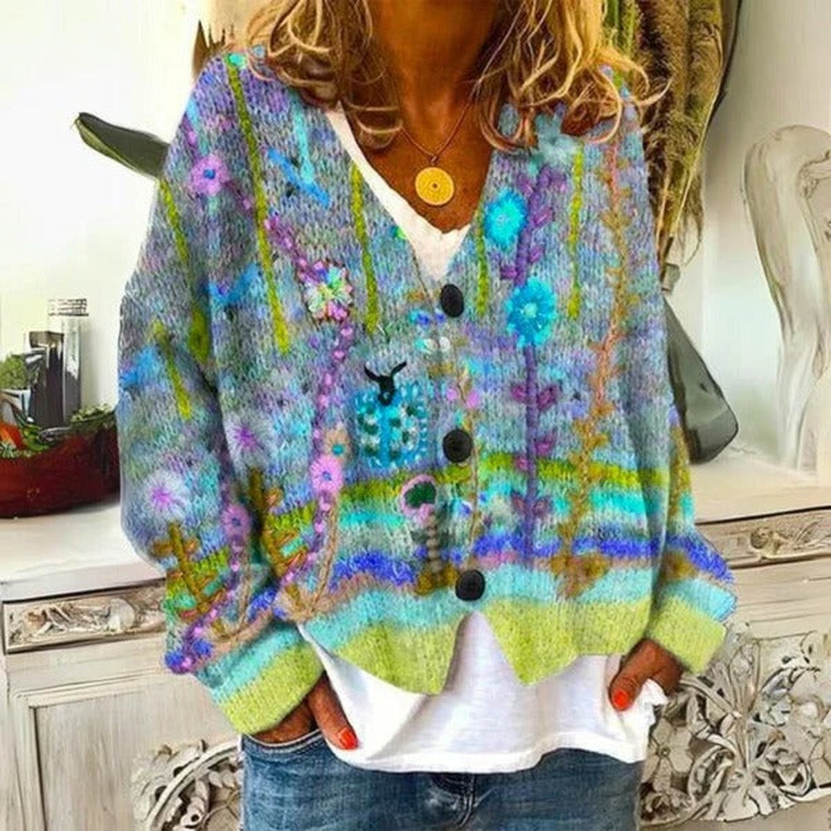 Blossara - Floral Crewneck Sweater For Casual Layering — view 3 of 4