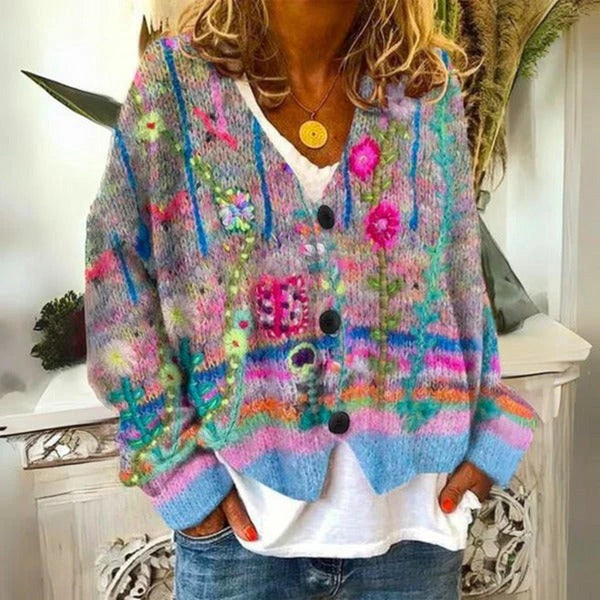 Blossara - Floral Crewneck Sweater For Casual Layering — view 4 of 4