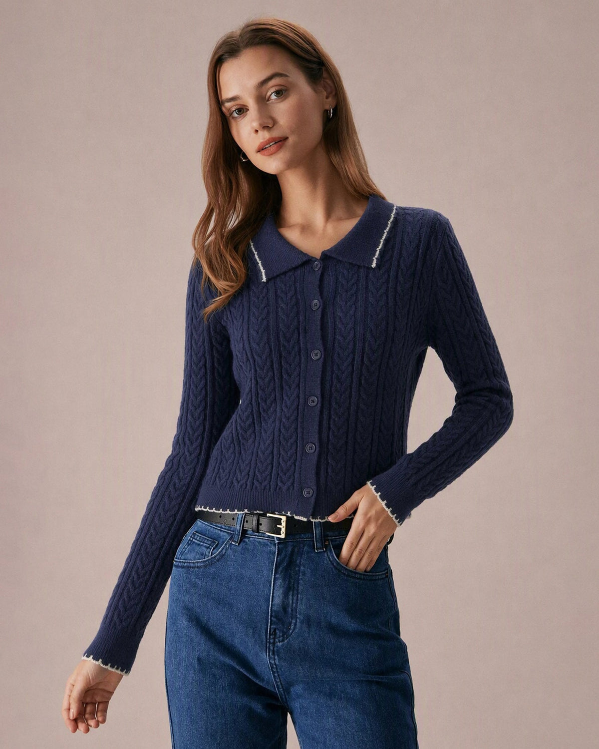 Brisalta - Textured Knit Button Cardigan Cold Weather Layering