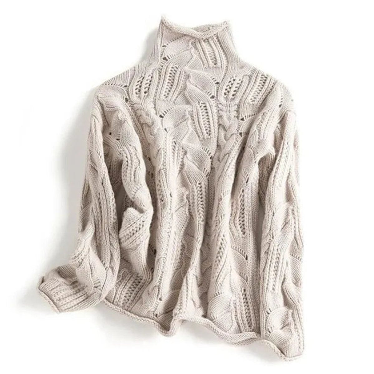 Cablora - Cable Knit Turtleneck Sweater For Autumn Winter — view 3 of 7